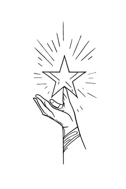 Stylized Hand Extending A Brilliant Star