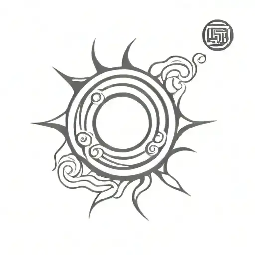 Spiral Sun Symbol As A Chinese Stamp
