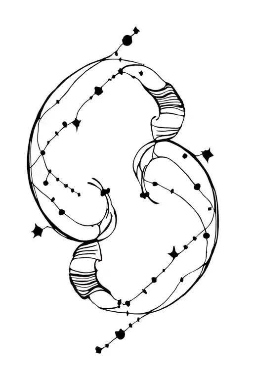 Aries And Pisces Symbol Intertwined With Constellation