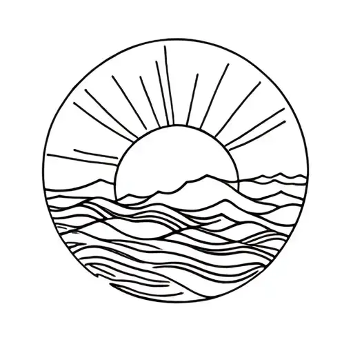 Sunset With Waves Forming