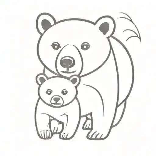 Baby Bear Following Papa Bear