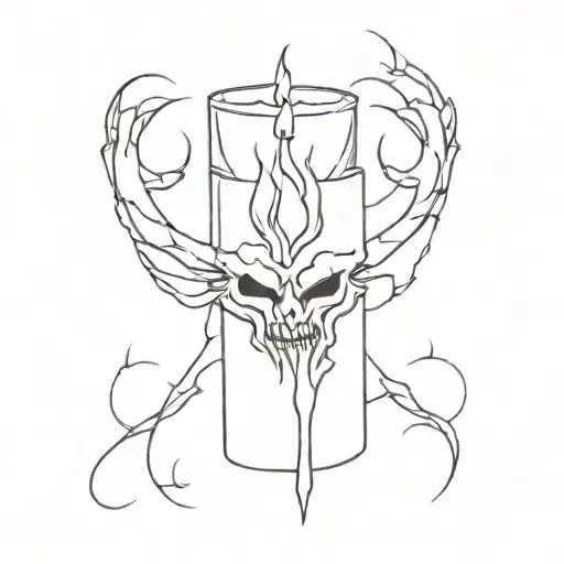 Candle With Demon In Backround