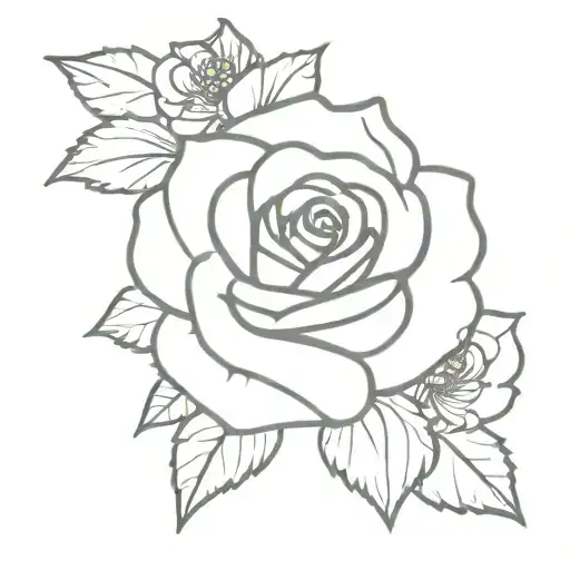 Rose With Marigold And Violets And Aster Flower