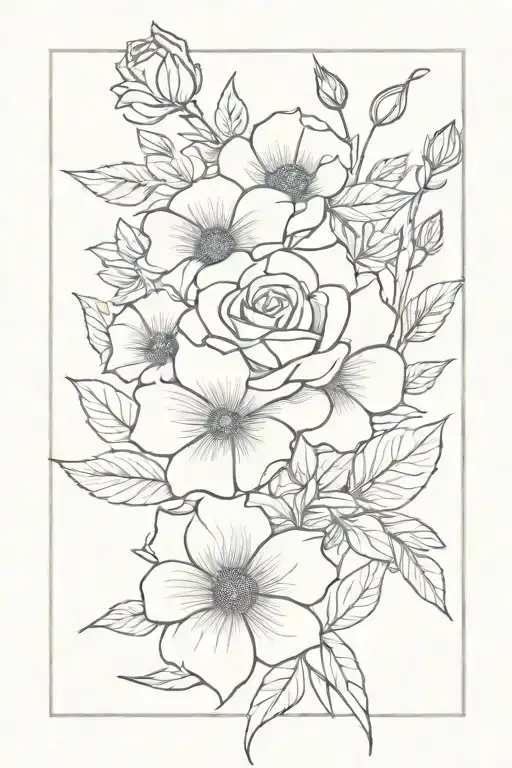 Rose And Marigold And Violets And Aster Flower Bouquet