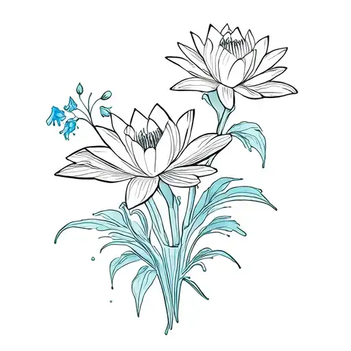 Book With Water Lily And Larkspur