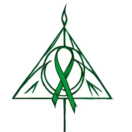 Green Ribbon And Deathly Hallows Symbol
