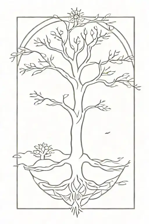 Tree Of Life And Sun Rays Coming