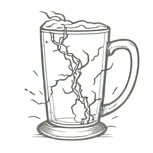 A Black And Grey Tattoo Of A Beer Mug Overflowing With Electrical Sparks And Lightning Bolts