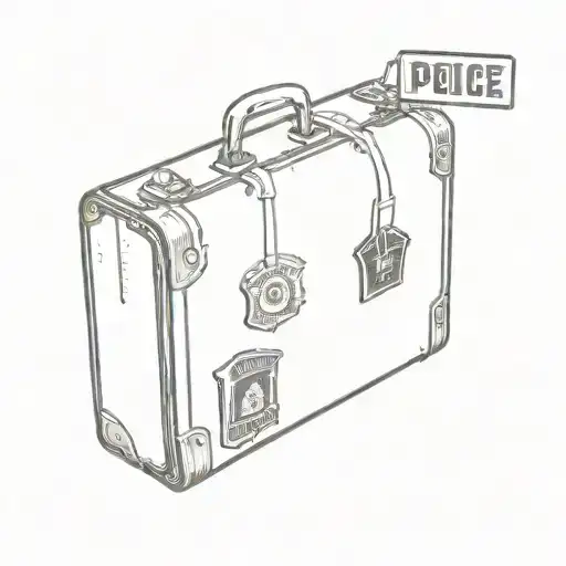 A Vintage Suitcase With Police Patches From Different Countries