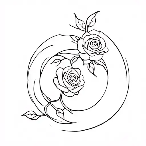 Moon And Rose Intertwined