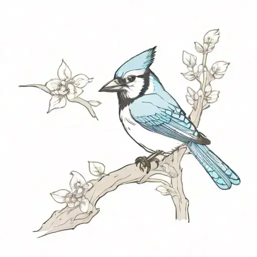 Blue Jay Bird With A Cross