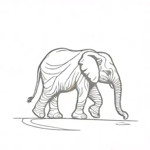 Fine Line Tattoo Of A Baby Elephant Walking