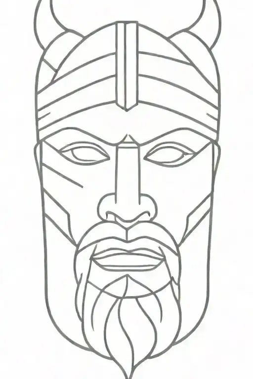 Viking Face Tilted To Left Side