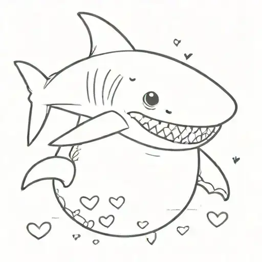 Cute Shark That Is Wearing A Sweater On His Body Covered With Hearts
