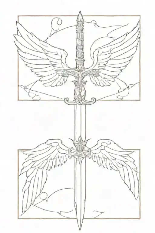 Faire Wings With A Sword Between The Wings