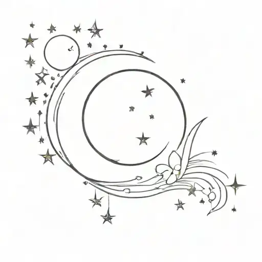 Moon Surrounded By Stars