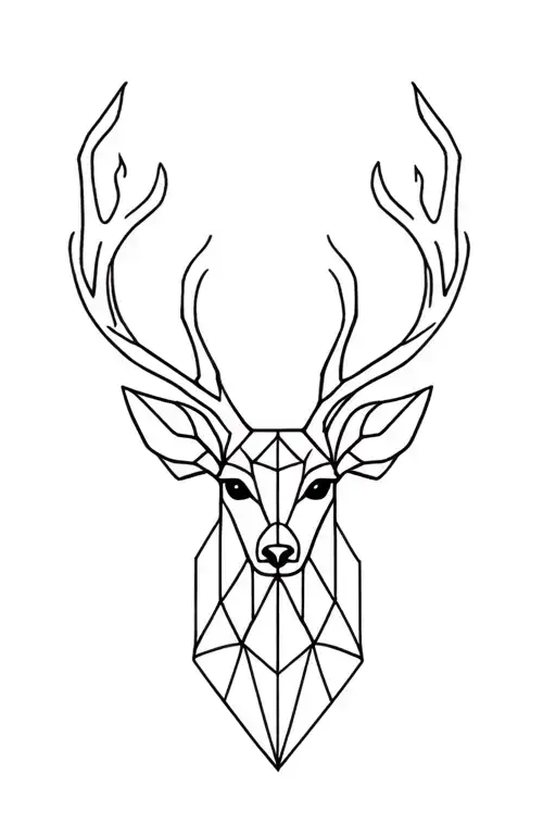 A Geometric Deer With The Symbol Of Fire And Calm With Only That