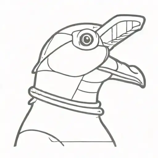Goose With Helmet And Frog On Head