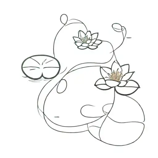 An Outlined Lake With Lily Pad Cluster And One Lily Pad Away From The Cluster