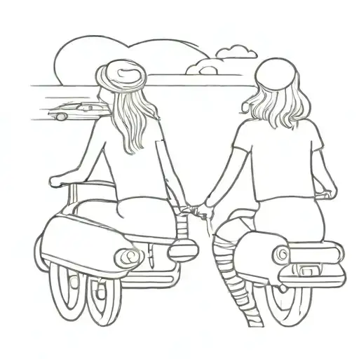 Two Girl Best Friends Riding In A Car In The Summer By The Beach