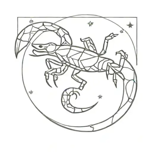 A Constellation Of Stars Forming The Shape Of A Scorpion With The Moon As The Centerpiece
