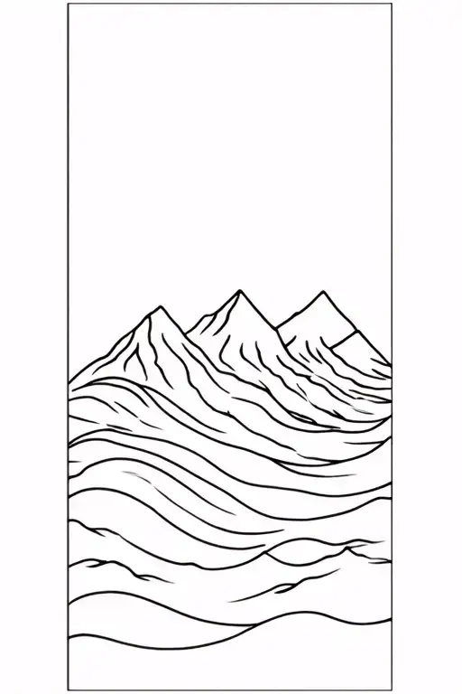 A Verticle Line Mountains With Ocean Wave