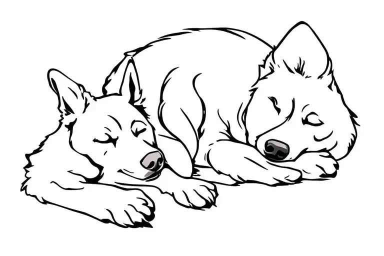 Sleeping Swiss Shepherd Dog Outline