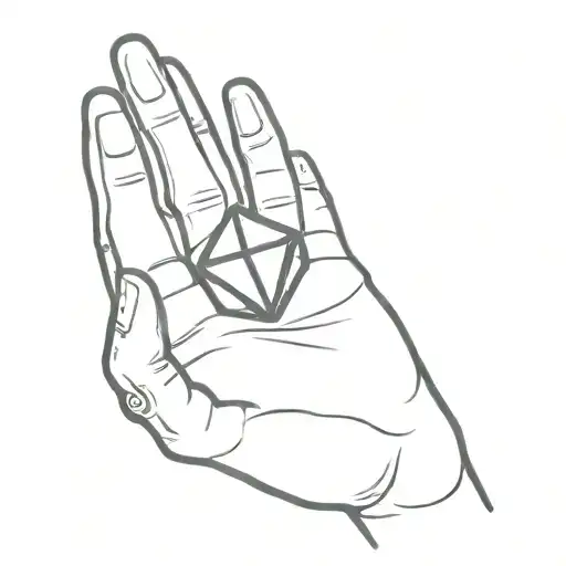 20 Sided Dice In The Palm Of An Open Skeletal Hand