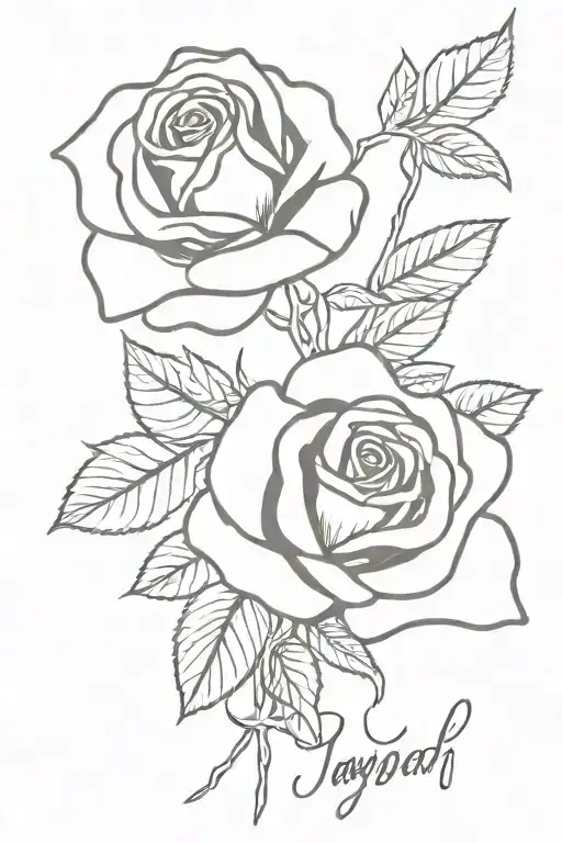 Honeysuckle And Rose Intertwined With Name Of My Daughter Jaydi