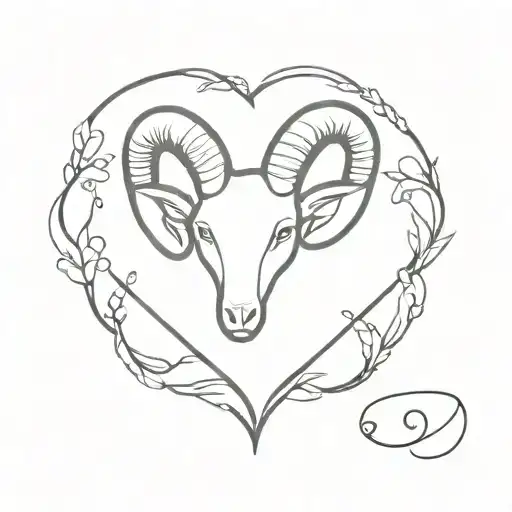 Heart With Aries Zodiac Sign