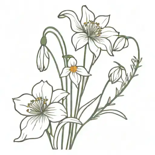 Wildflower Bouquet Snowdrop And Poppy
