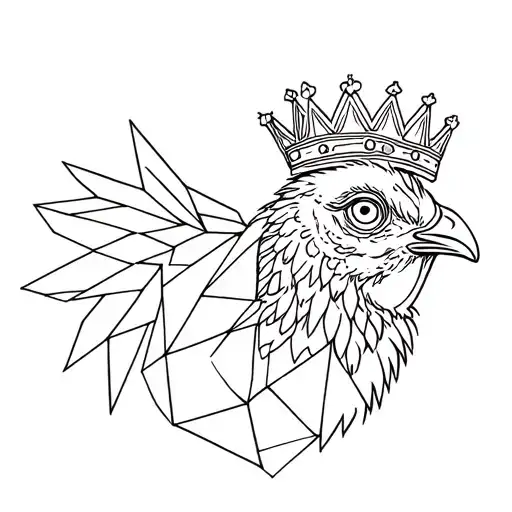 Half Face Chicken With Crown Half Face Chicken Geometric