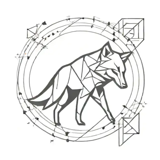 A Geometric Design Incorporating Music Notes And A Wolf Silhouette