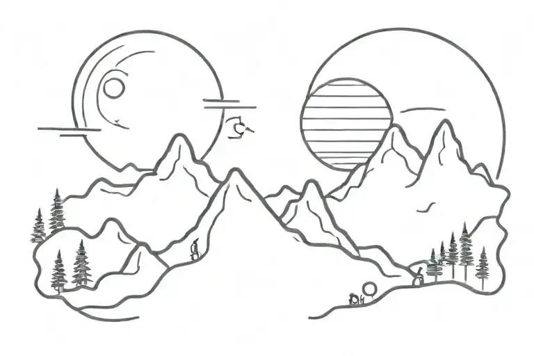 Mountain With Sun At The Seaside