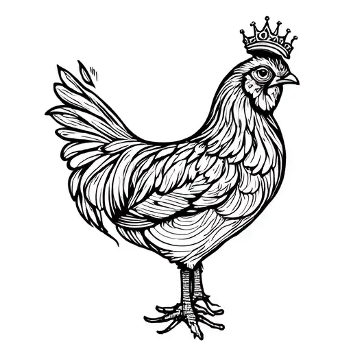 Hen With Pattern Feathers Wearing Crown