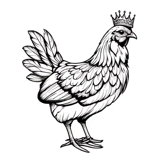 Hen With Pattern Feathers Wearing Crown