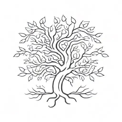 A Minimalist Tattoo Of A Tree With Branches Reaching Out To Form The Golden Ratio