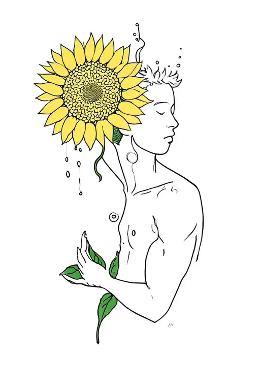 Sunflower Man Using Water Pal On His Own Head