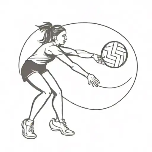 Volleyball Player One Line Simple