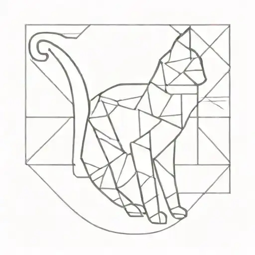 A Cat Silhouette With Intricate Geometric Patterns Integrated Into Its Body