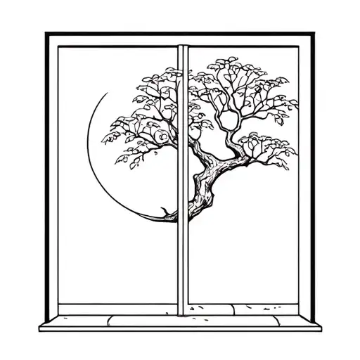 Jungle Tree Moon Window Nostalgic Vibe Outside