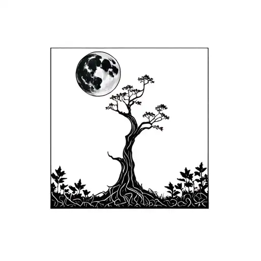 Jungle Moon Trough Tree In Sqaure