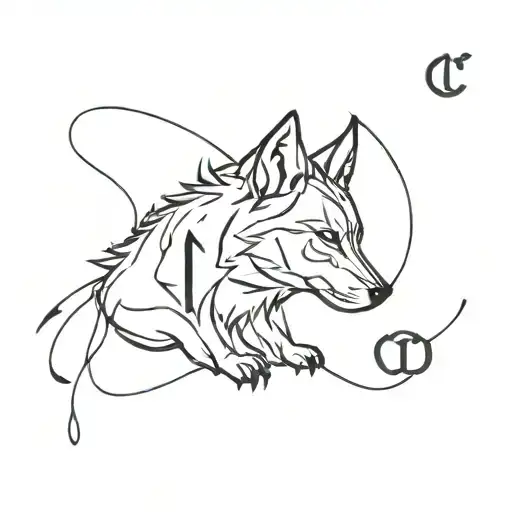 A Black And Grey Of A Wolf's Paw With The Initials Cmm Subtly Integrated Into The Design