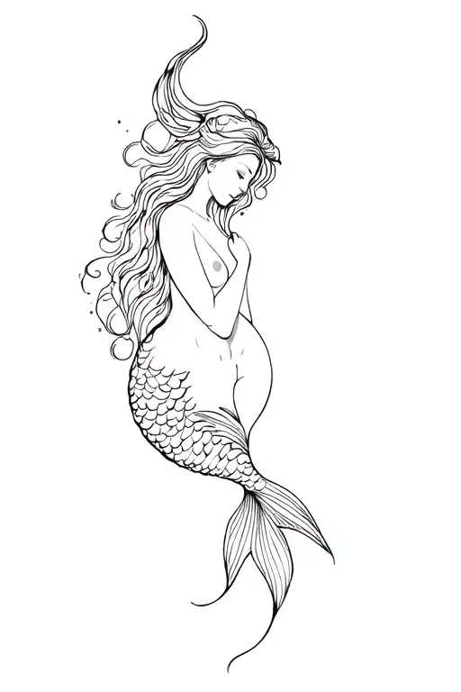 Simple Blackout Sleeping Siren With A Long Mermaid Tail The Flows Through