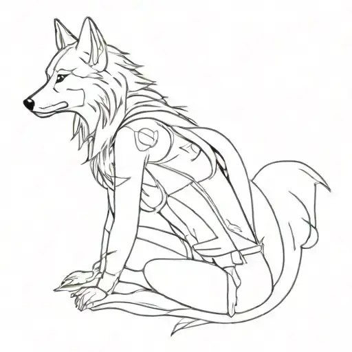 Cyber Girl With Wolf