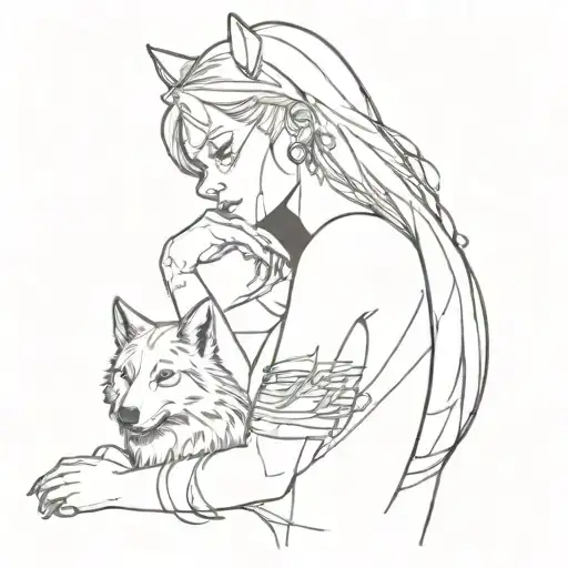 Cyber Girl With Wolf