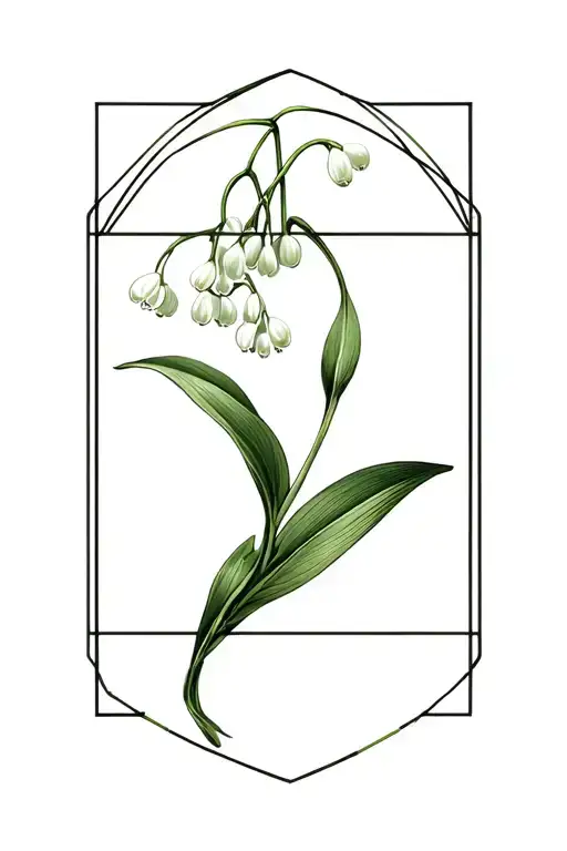 Lily Of The Valley Japanese Style Geometric Design Incorporating Venus