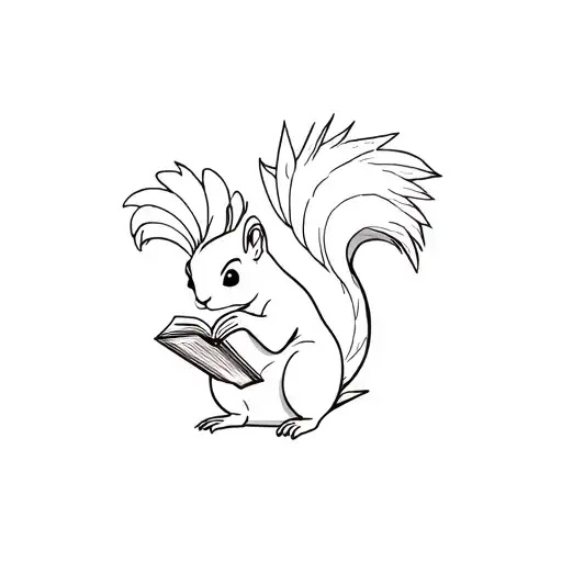 Fluffy Tailed Squirrel Reading Book