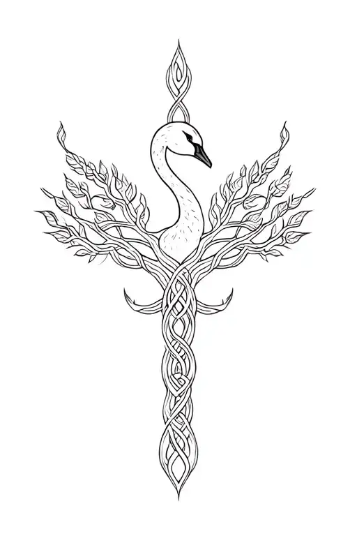 Swan Celtic Tree Of Life Intertwined