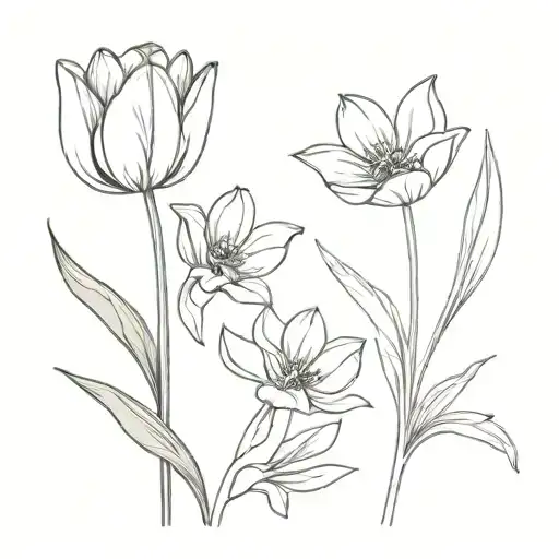 Tulip And Daisy Small With Stem